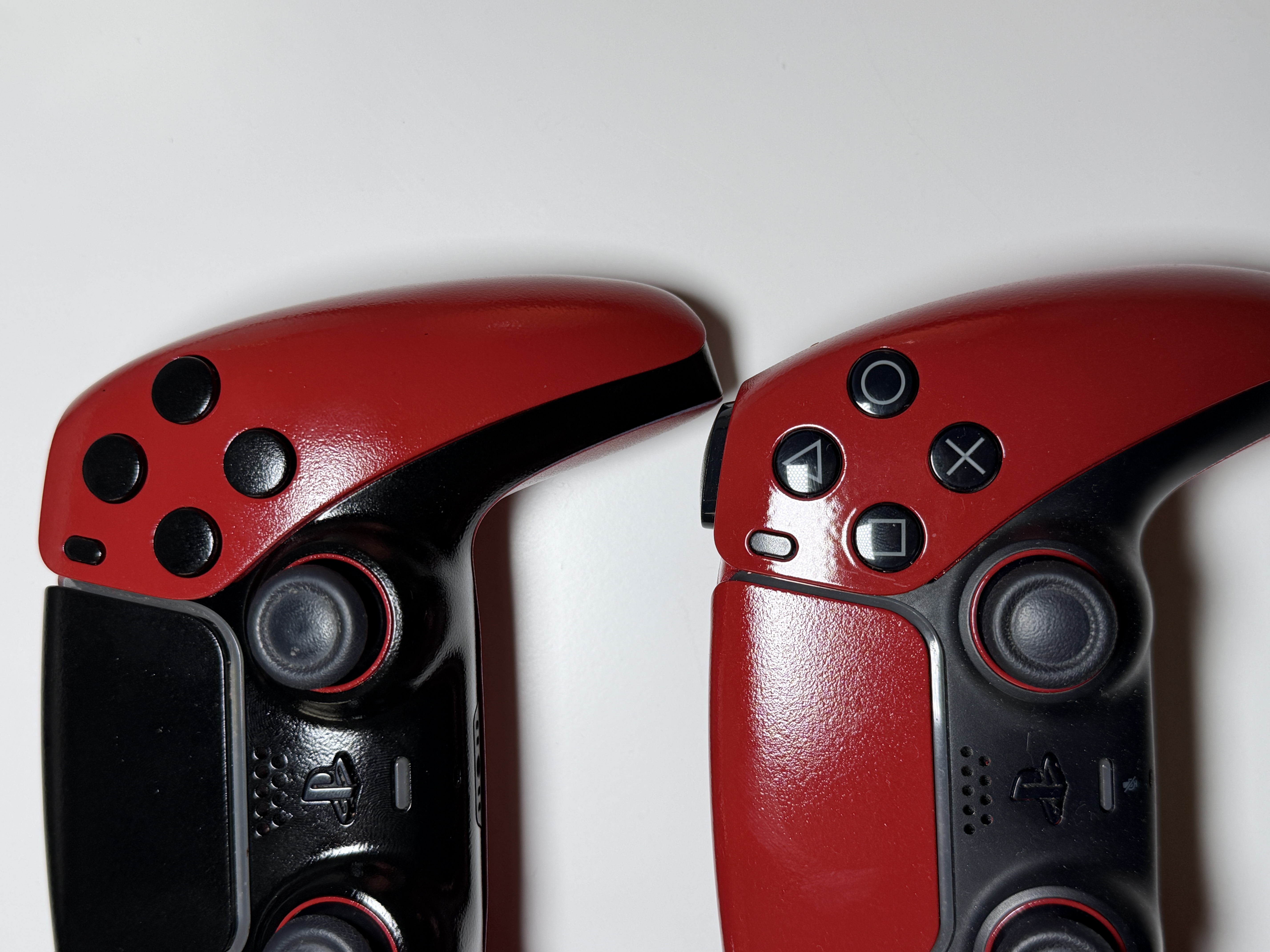 Custom red PS5 controller — spray paint
